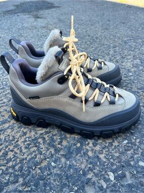 UGG Women’s Taupe Hiking Sneakers with Shearling Collar